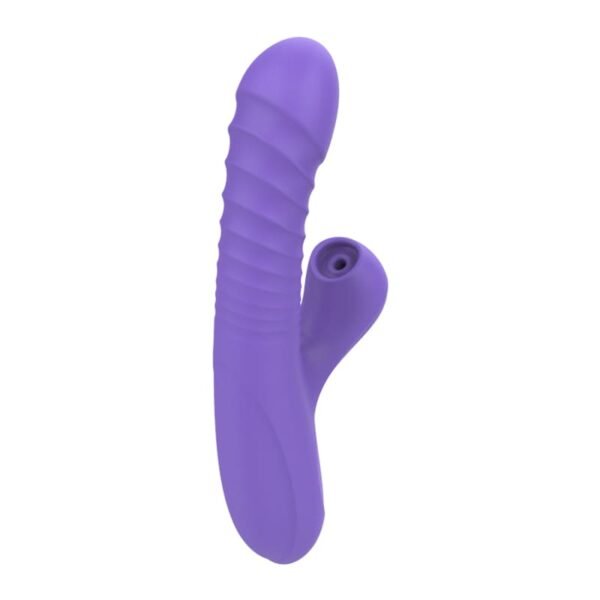 Sucking vibrator with thrusting and swinging